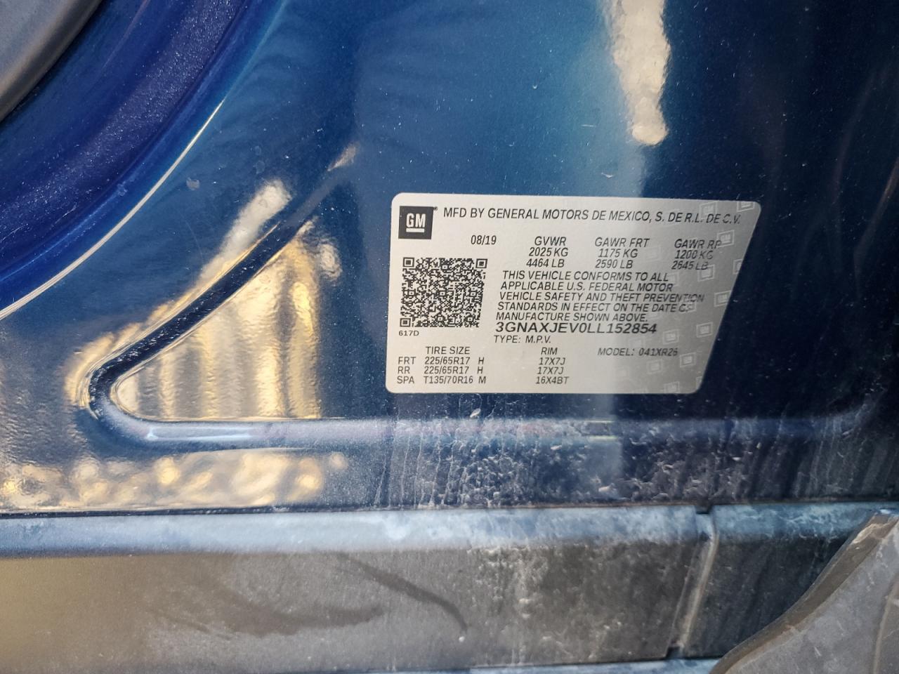 2020 Chevrolet Equinox Lt VIN: 3GNAXJEV0LL152854 Lot: 82378545