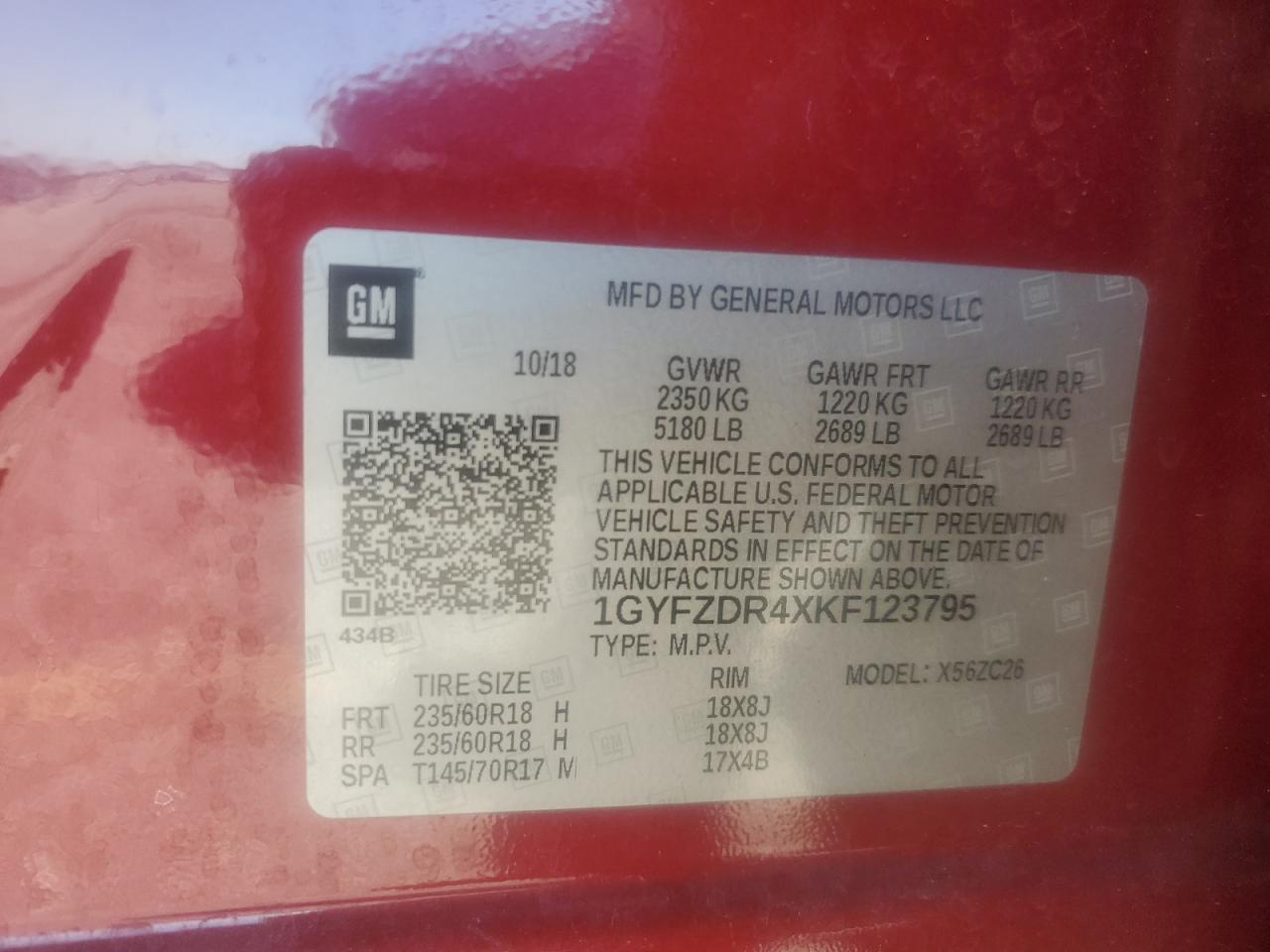 2019 Cadillac Xt4 Premium Luxury VIN: 1GYFZDR4XKF123795 Lot: 85877225