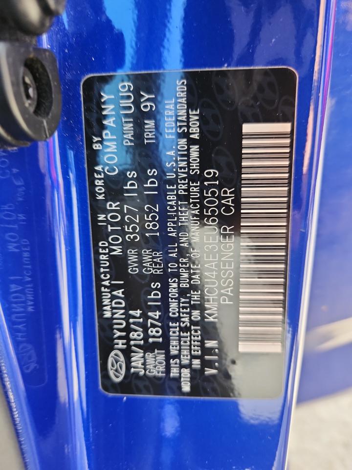 2014 Hyundai Accent Gls VIN: KMHCU4AE3EU650519 Lot: 86234145