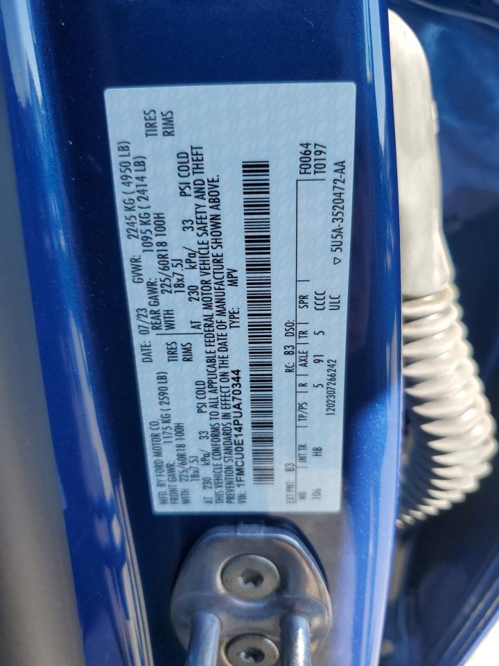 2023 Ford Escape VIN: 1FMCU0E14PUA70344 Lot: 85562495