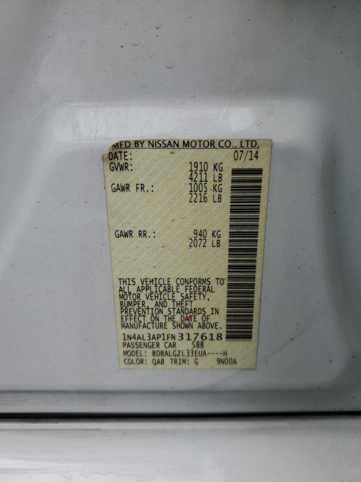 2015 Nissan Altima 2.5 VIN: 1N4AL3AP1FN317618 Lot: 86112175