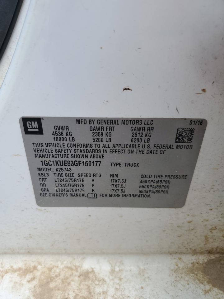 2016 Chevrolet Silverado K2500 Heavy Duty VIN: 1GC1KUE83GF150177 Lot: 84559185