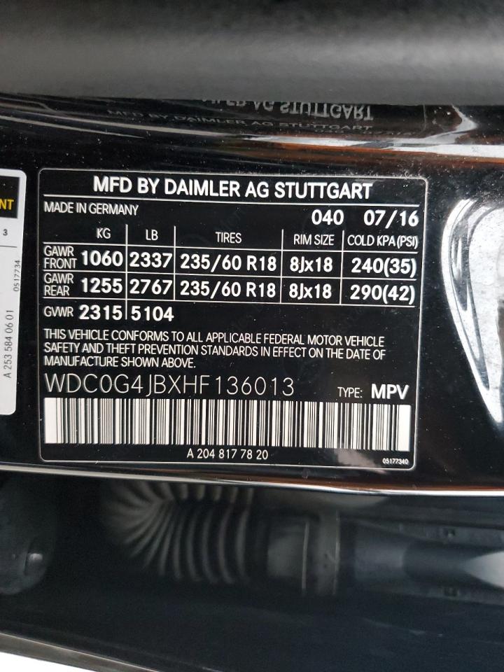 2017 Mercedes-Benz Glc 300 VIN: WDC0G4JBXHF136013 Lot: 85169565