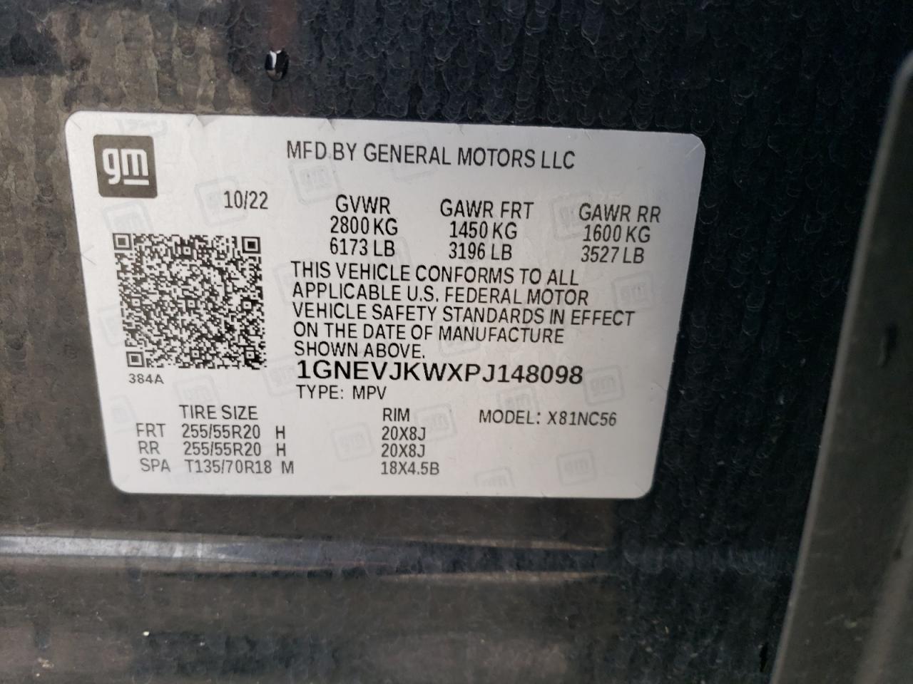 2023 Chevrolet Traverse Rs VIN: 1GNEVJKWXPJ148098 Lot: 86239355