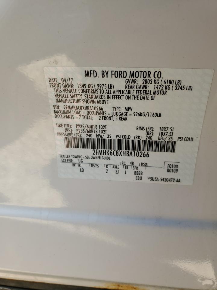 2017 Ford Flex Sel VIN: 2FMHK6C8XHBA10266 Lot: 85277325