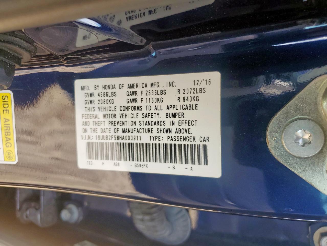 2017 Acura Tlx Tech VIN: 19UUB2F58HA003911 Lot: 85708545