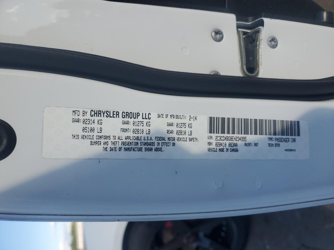 2014 Dodge Charger Se VIN: 2C3CDXBG8EH234995 Lot: 81899065