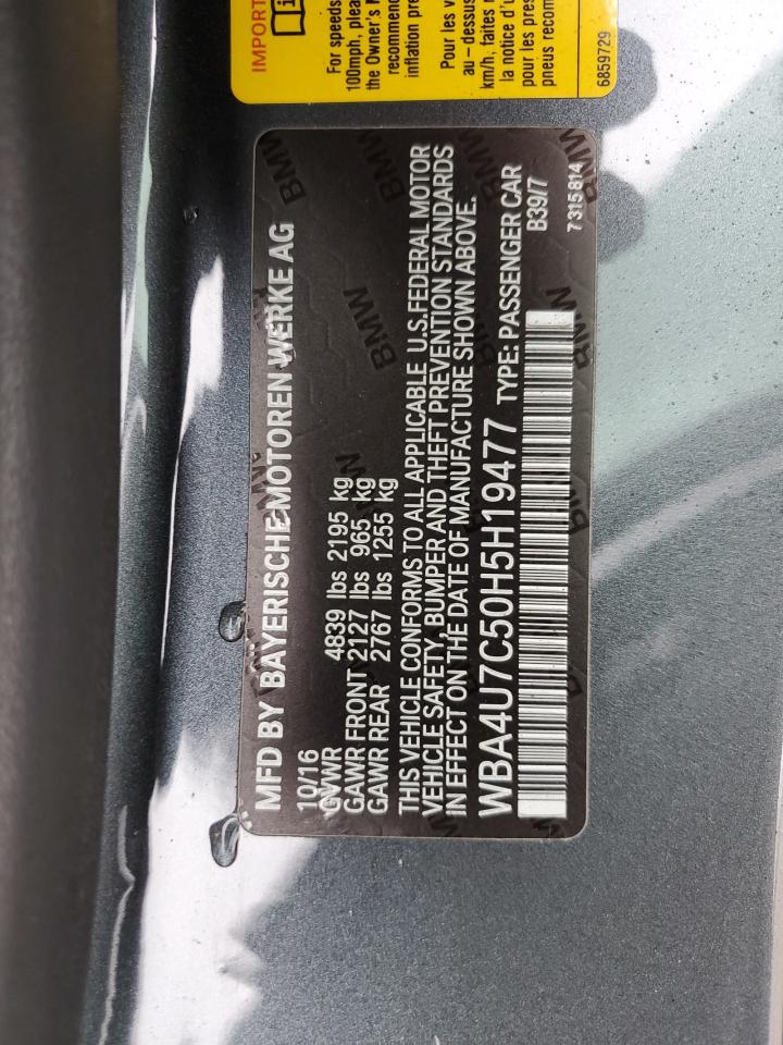 2017 BMW 430I VIN: WBA4U7C50H5H19477 Lot: 84641235