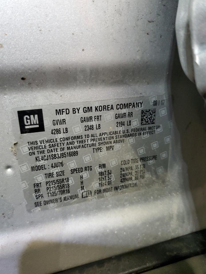 2018 Buick Encore Sport Touring VIN: KL4CJ1SB3JB516089 Lot: 81877465