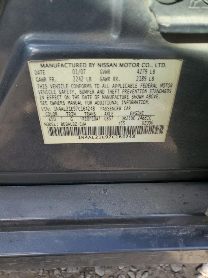 2007 Nissan Altima 2.5 VIN: 1N4AL21E97C164248 Lot: 82204165