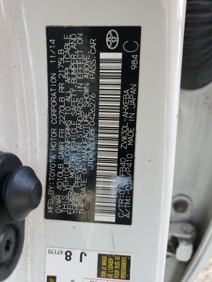 2015 Toyota Prius VIN: JTDKN3DU8F0426276 Lot: 84789975