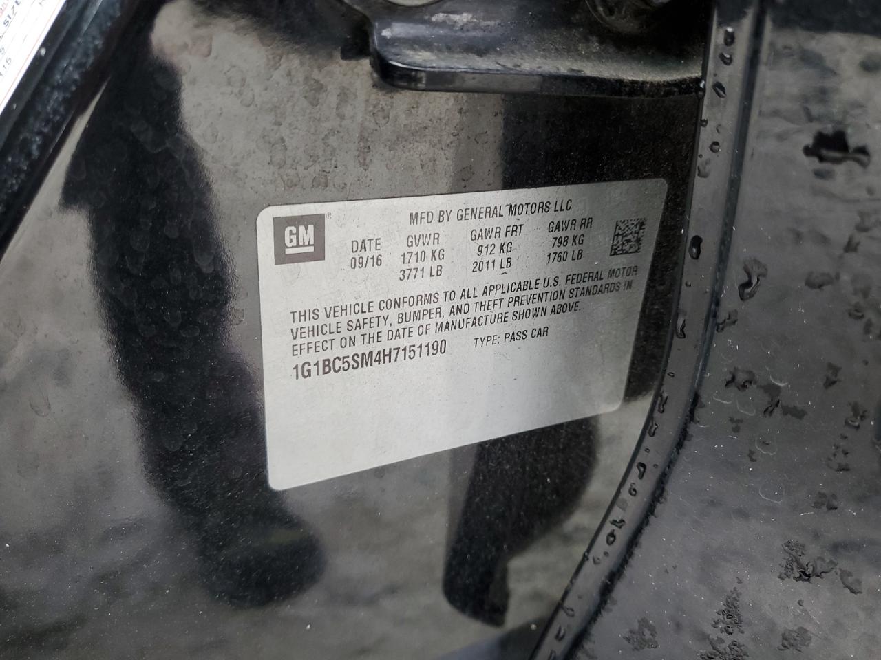 2017 Chevrolet Cruze Ls VIN: 1G1BC5SM4H7151190 Lot: 90661695