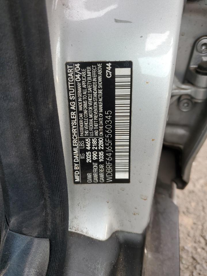 2005 Mercedes-Benz C 320 VIN: WDBRF64J65F560345 Lot: 82729345