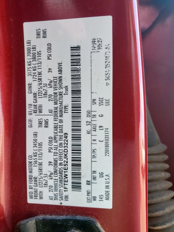 2018 Ford F150 Supercrew VIN: 1FTEW1E52JKD32249 Lot: 85506925