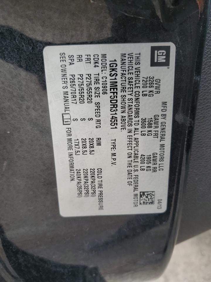 2013 GMC Yukon Xl Denali VIN: 1GKS1MEF5DR314551 Lot: 84706785