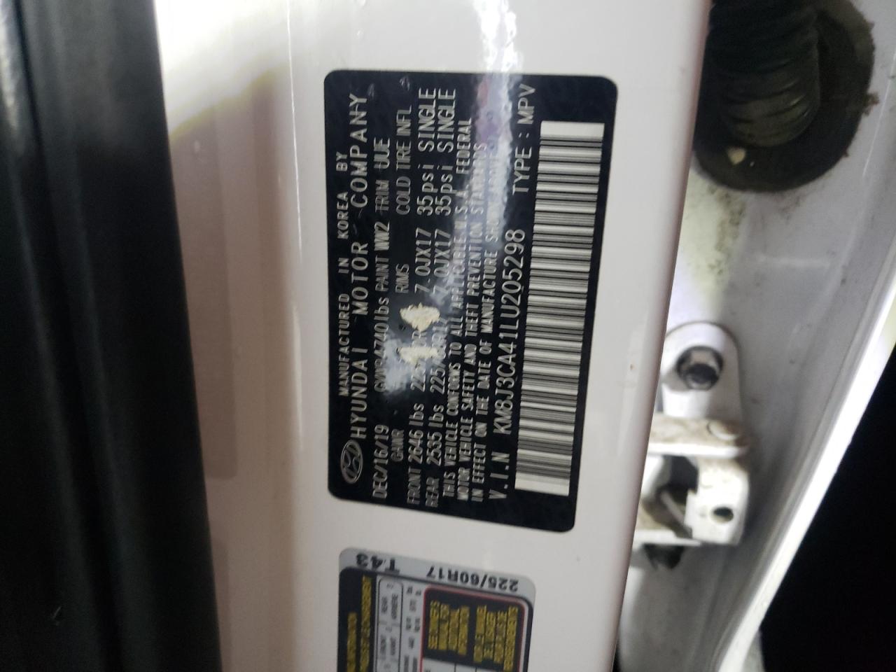 2020 Hyundai Tucson Limited VIN: KM8J3CA41LU205298 Lot: 86540965