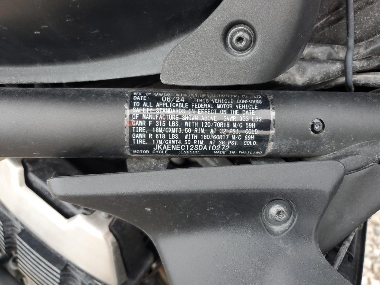 2025 Kawasaki En650 C VIN: JKAENEC12SDA10272 Lot: 89688825