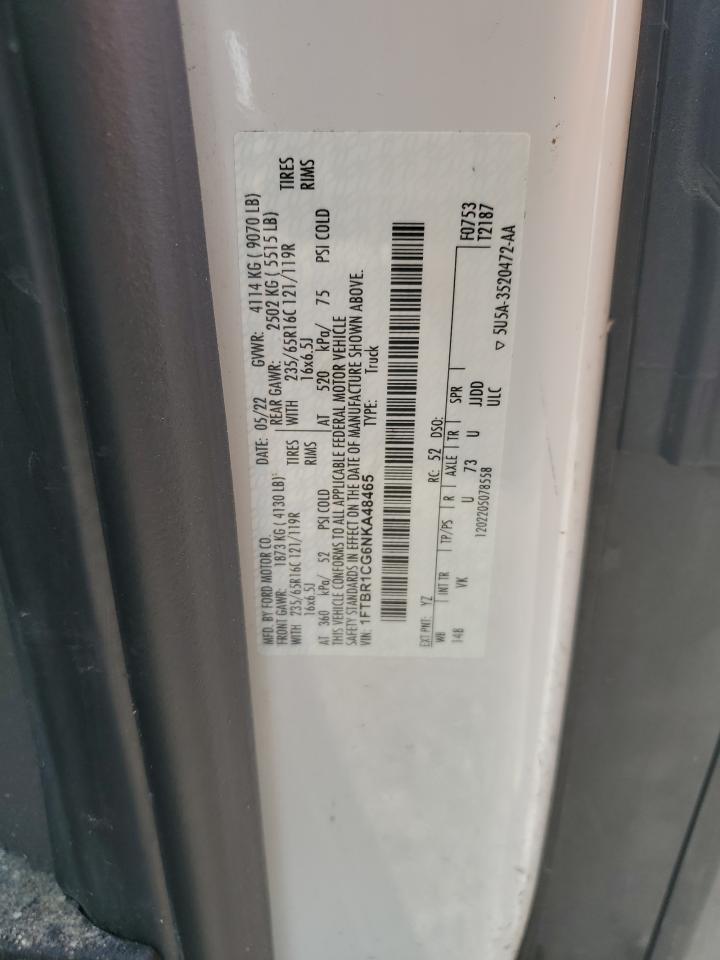 2022 Ford Transit Delivery Van VIN: 1FTBR1CG6NKA48465 Lot: 87021165