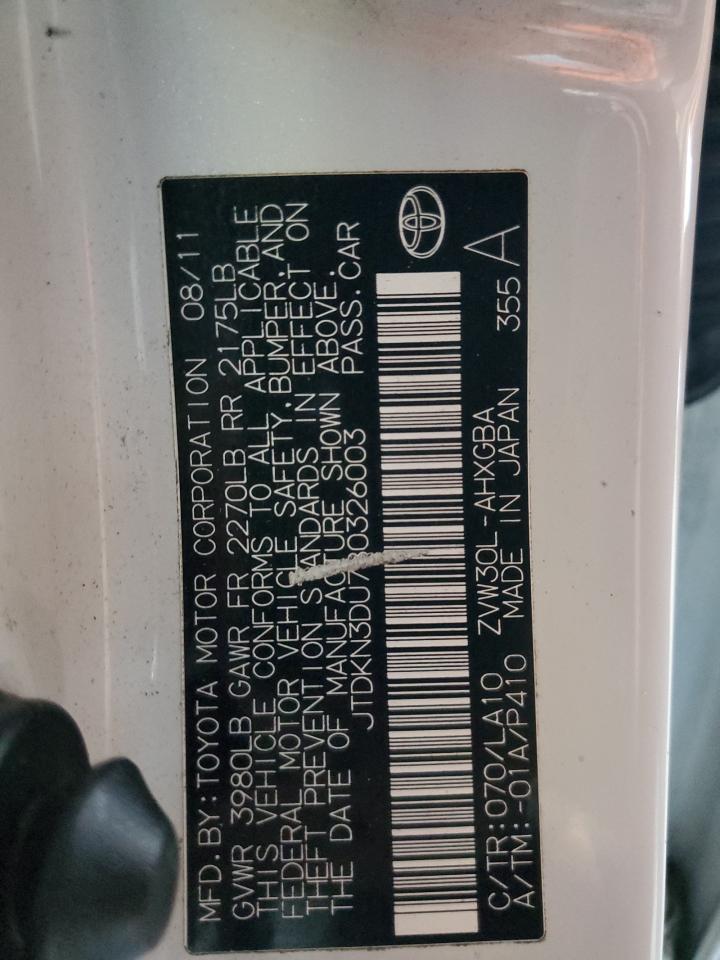 2011 Toyota Prius VIN: JTDKN3DU7B0326003 Lot: 82230325