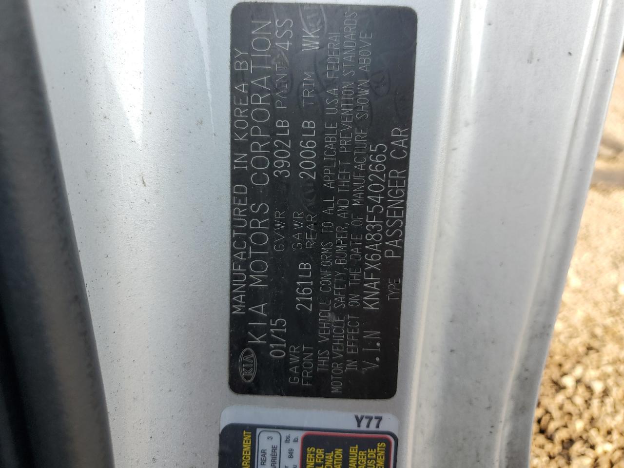 2015 Kia Forte Ex VIN: KNAFX6A83F5402665 Lot: 85337445