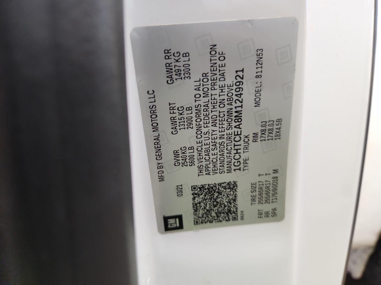 2021 Chevrolet Colorado Lt VIN: 1GCHTCEA8M1249921 Lot: 86269245