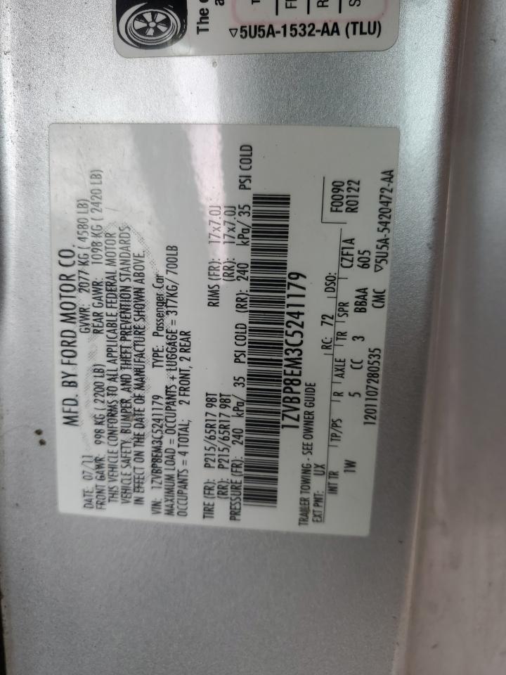 2012 Ford Mustang VIN: 1ZVBP8EM3C5241179 Lot: 87419815