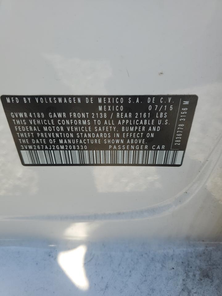 2016 Volkswagen Jetta S VIN: 3VW267AJ2GM208330 Lot: 84952335