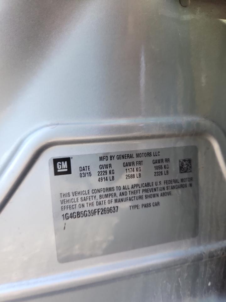 2015 Buick Lacrosse VIN: 1G4GB5G39FF269637 Lot: 89734325