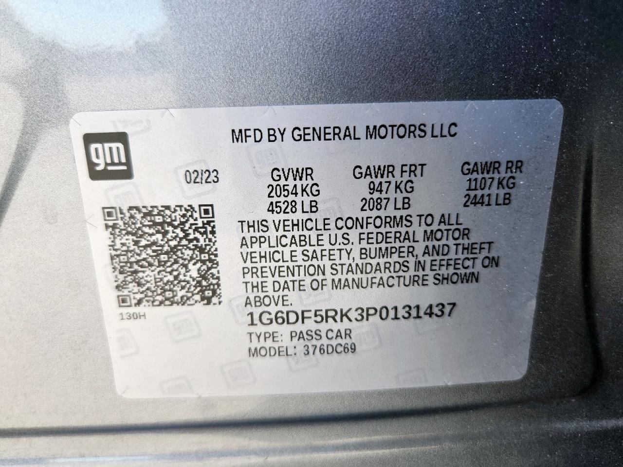 2023 Cadillac Ct4 Premium Luxury VIN: 1G6DF5RK3P0131437 Lot: 85860295