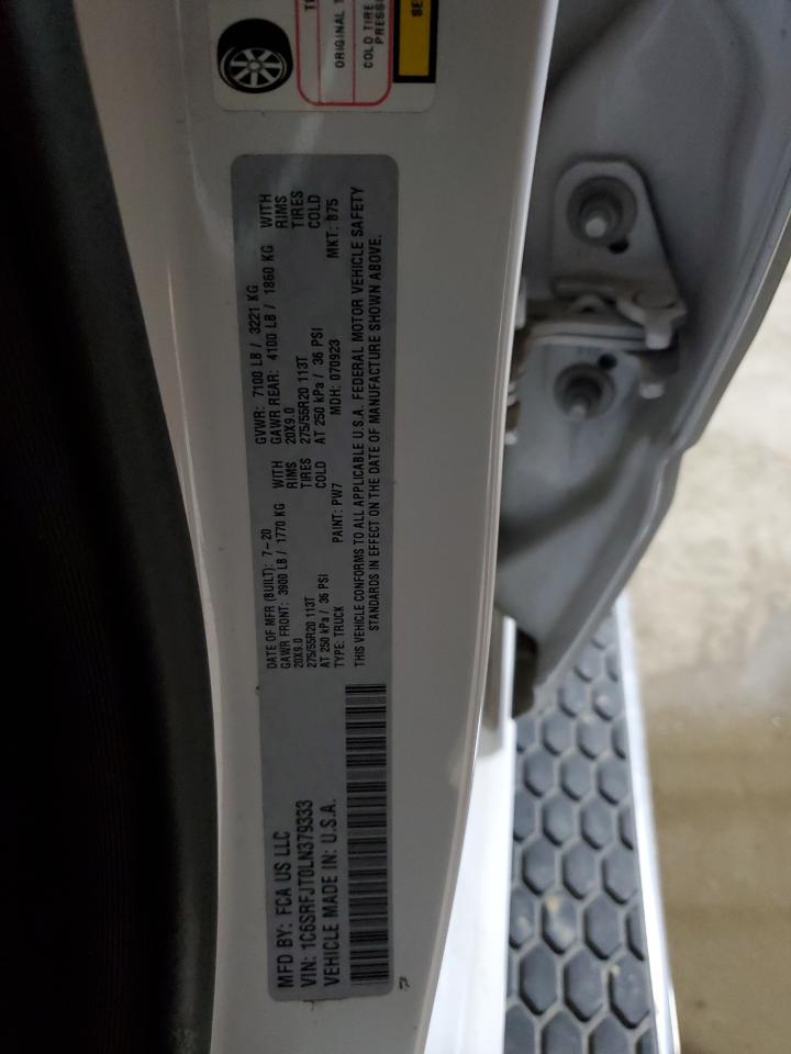 2020 Ram 1500 Laramie VIN: 1C6SRFJT0LN379333 Lot: 86251245