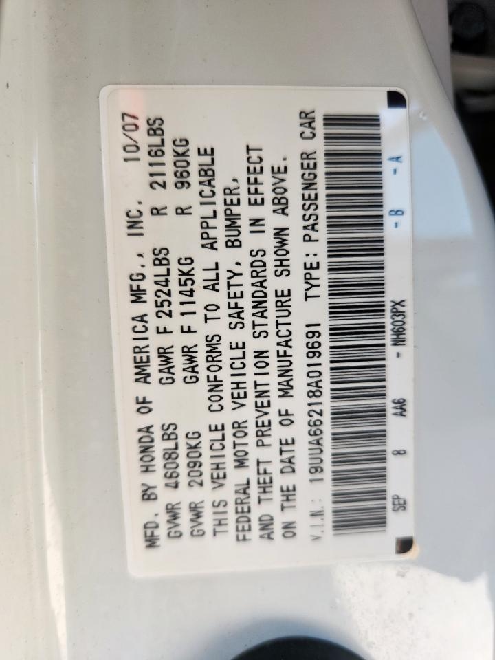 2008 Acura Tl VIN: 19UUA66218A019691 Lot: 85529825