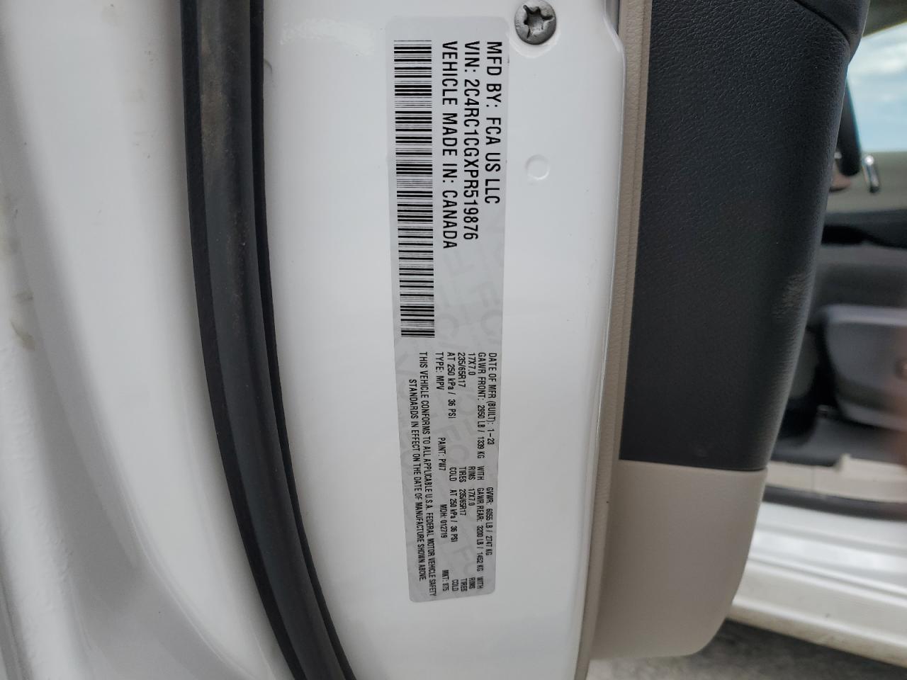 2023 Chrysler Voyager Lx VIN: 2C4RC1CGXPR519876 Lot: 84638765