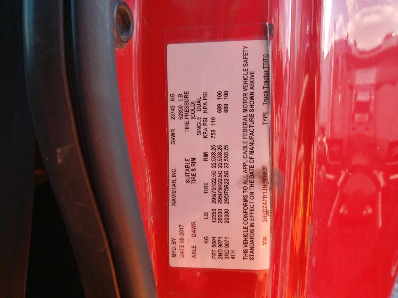 2018 International Lt625 VIN: 3HSDZAPR1JN660453 Lot: 85149025