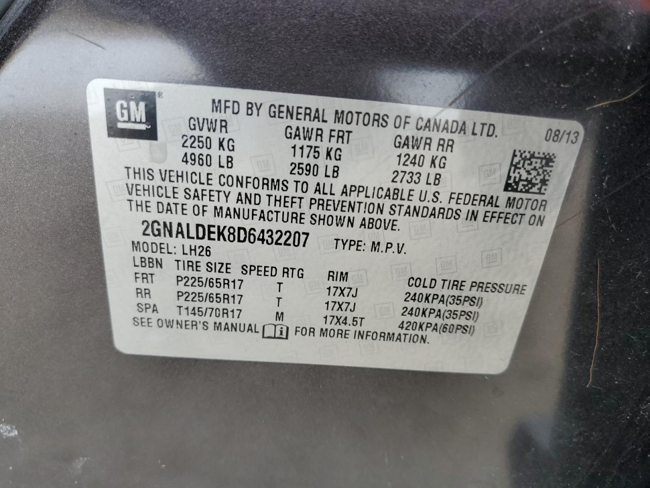 2013 Chevrolet Equinox Lt VIN: 2GNALDEK8D6432207 Lot: 84061705