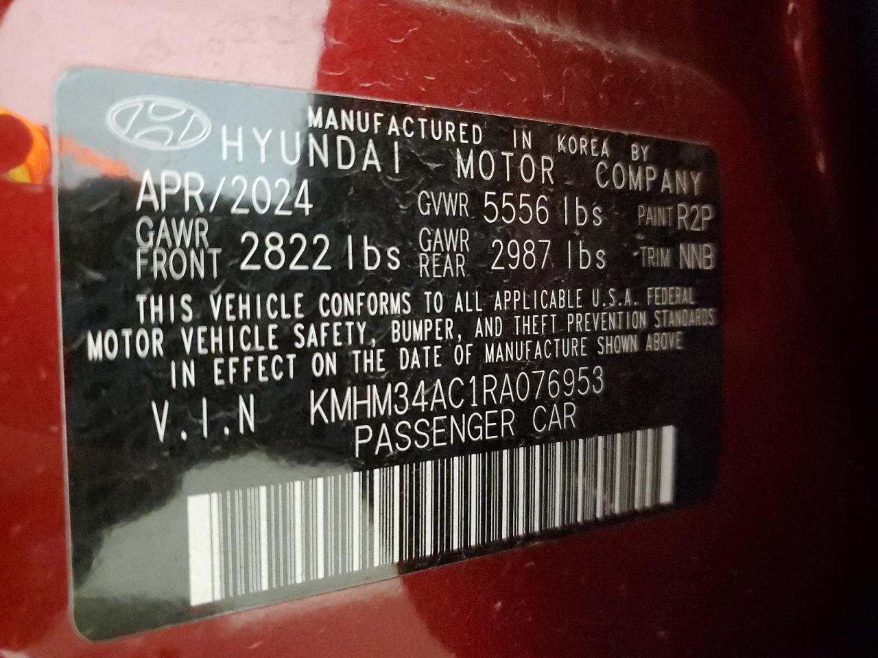 2024 Hyundai Ioniq 6 Sel VIN: KMHM34AC1RA076953 Lot: 84225235