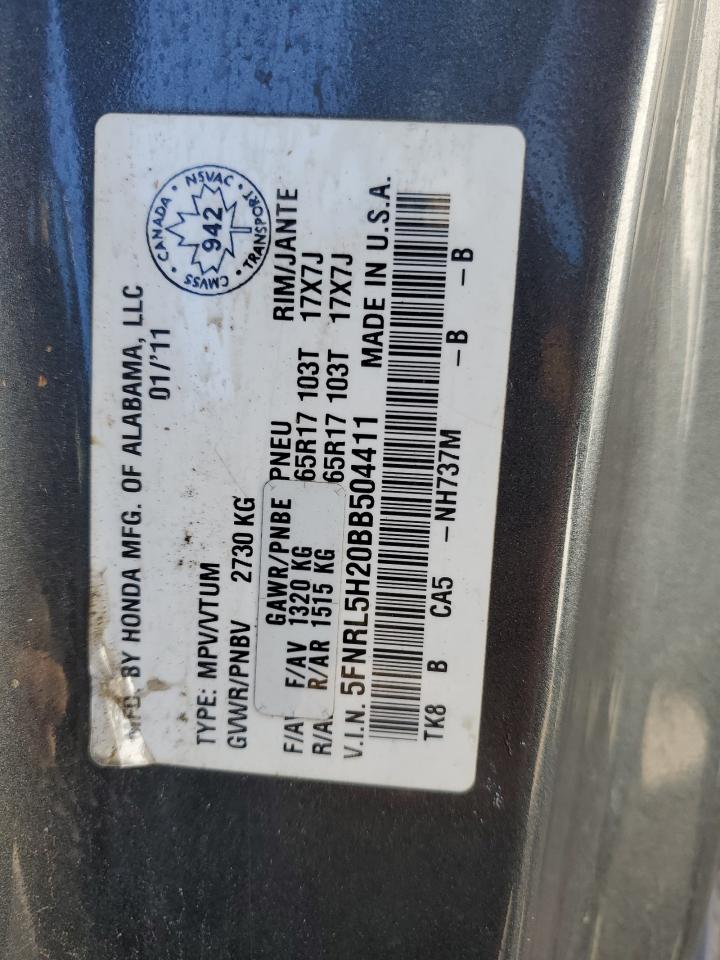 2011 Honda Odyssey Lx VIN: 5FNRL5H20BB504411 Lot: 85132065