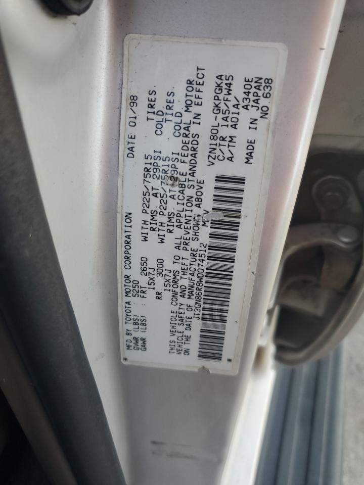 1998 Toyota 4Runner Sr5 VIN: JT3GN86R8W0074512 Lot: 85113345