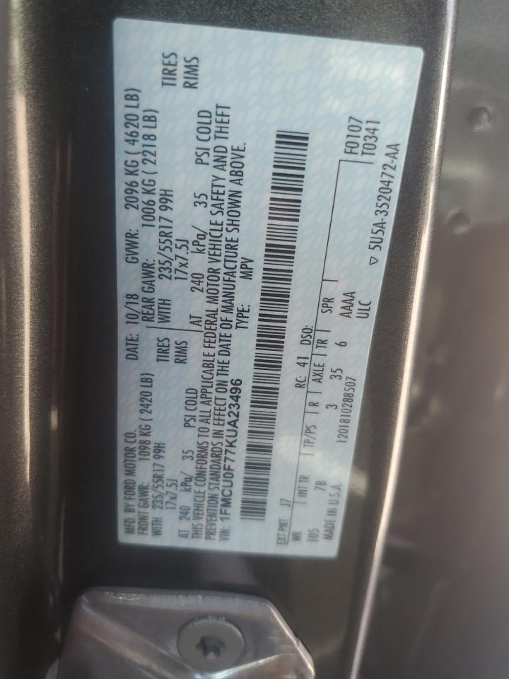 2019 Ford Escape S VIN: 1FMCU0F77KUA23496 Lot: 84936385