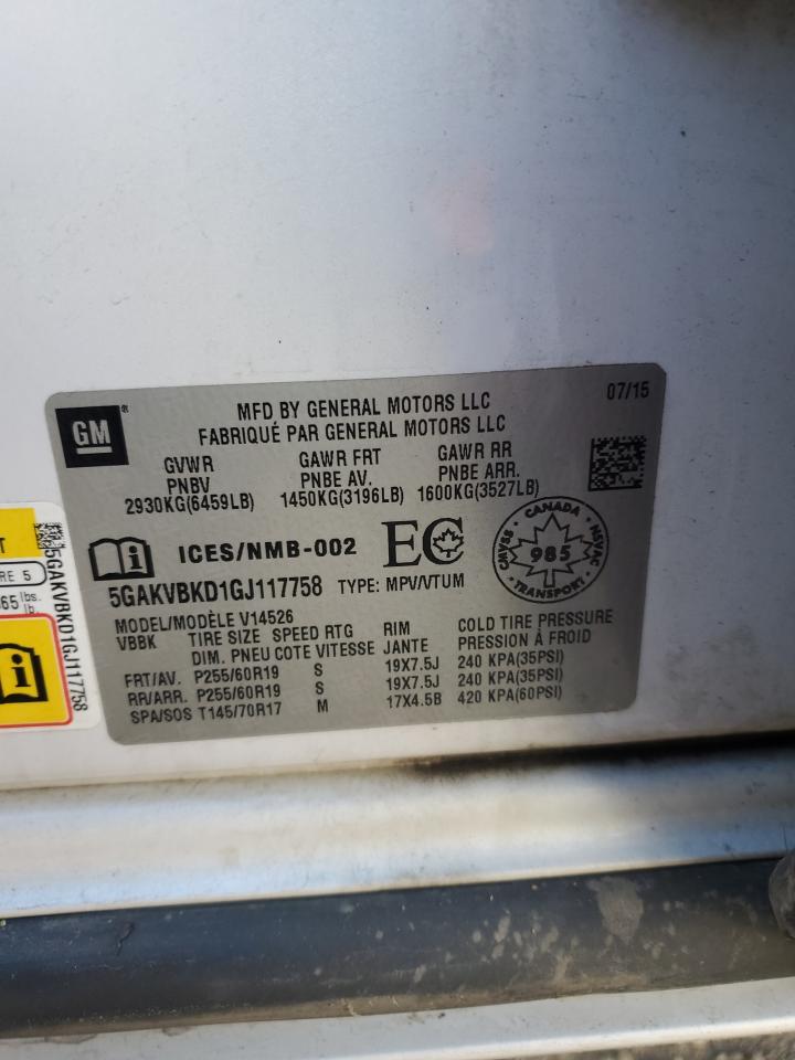 2016 Buick Enclave VIN: 5GAKVBKD1GJ117758 Lot: 90218245