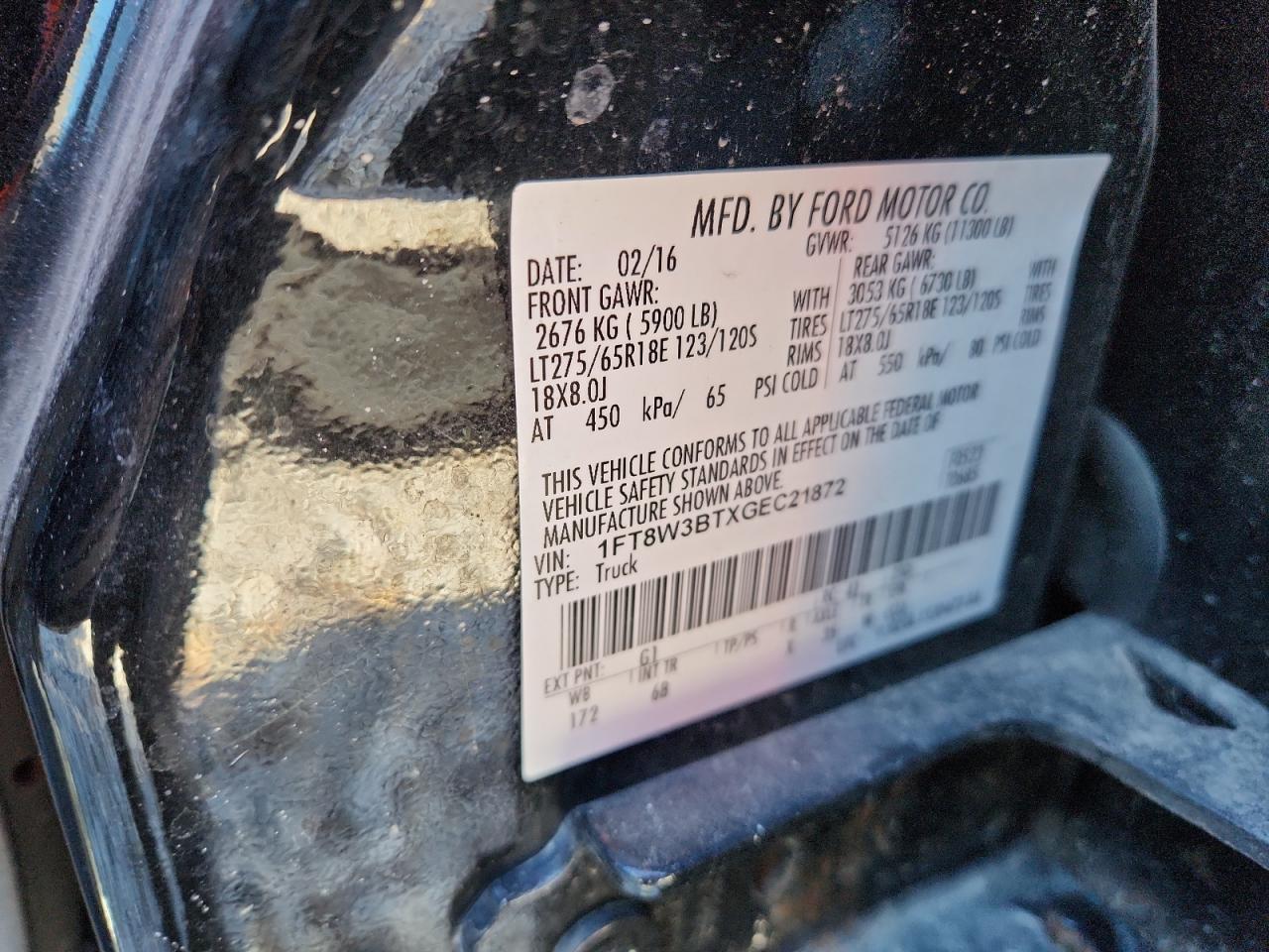 2016 Ford F350 Super Duty VIN: 1FT8W3BTXGEC21872 Lot: 89793885