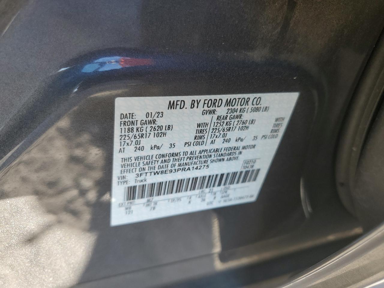 2023 Ford Maverick Xl VIN: 3FTTW8E93PRA14275 Lot: 86168825