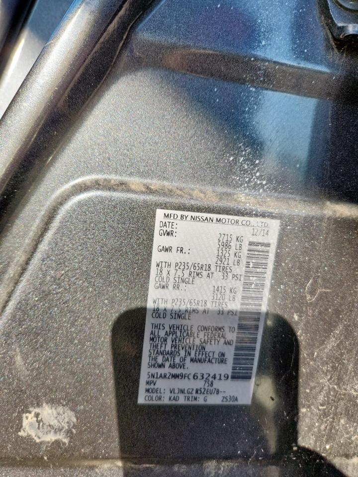 2015 Nissan Pathfinder S VIN: 5N1AR2MM9FC632419 Lot: 85166035