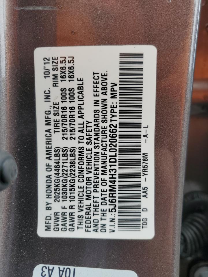 2013 Honda Cr-V Lx VIN: 5J6RM4H31DL020662 Lot: 87191785