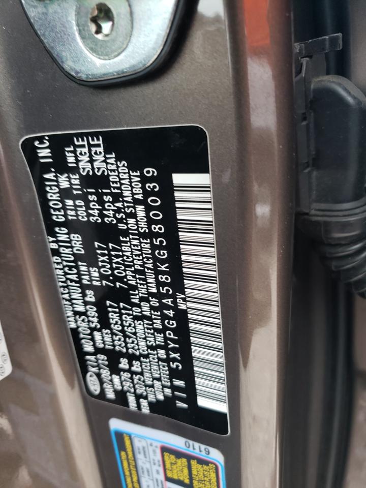 2019 Kia Sorento Lx VIN: 5XYPG4A58KG580039 Lot: 85166055