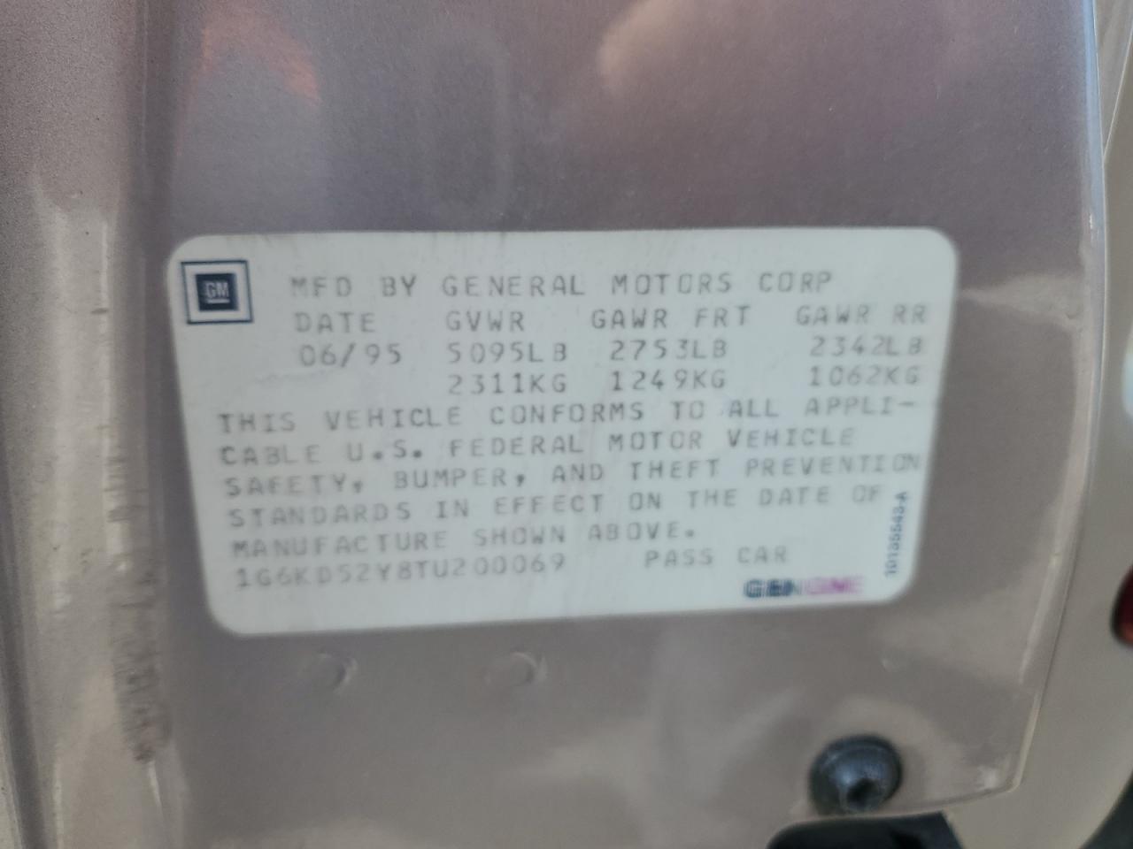 1996 Cadillac Deville VIN: 1G6KD52Y8TU200069 Lot: 85326585