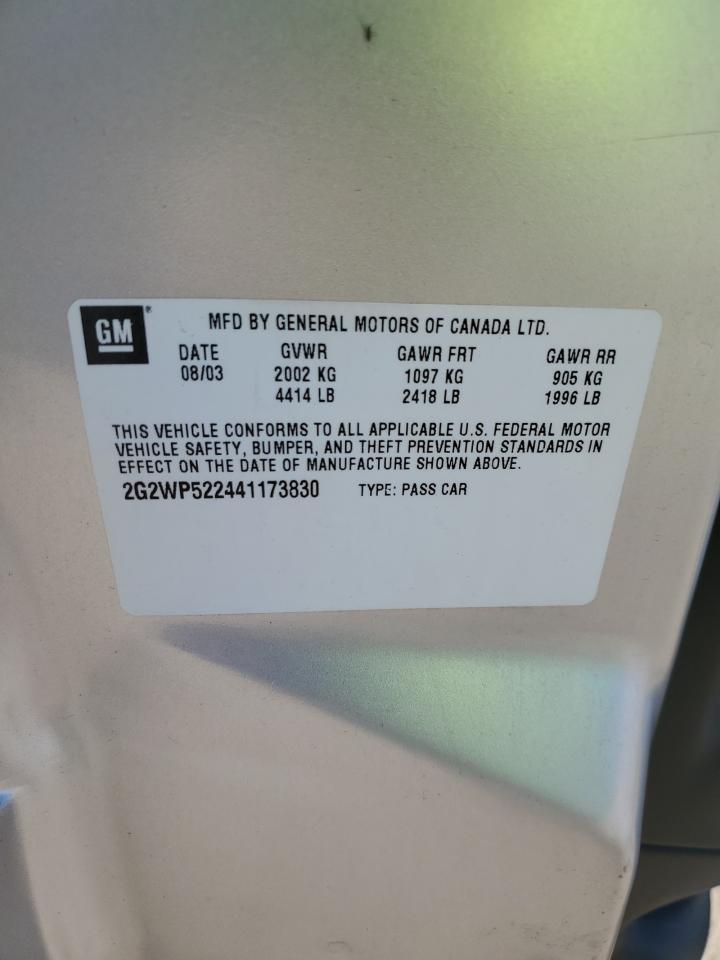 2004 Pontiac Grand Prix Gt VIN: 2G2WP522441173830 Lot: 90336265