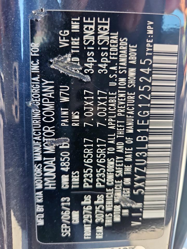 2014 Hyundai Santa Fe Sport VIN: 5XYZU3LB1EG125245 Lot: 82290295