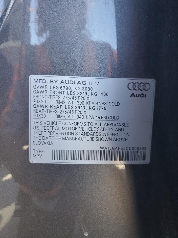 2013 Audi Q7 Premium Plus VIN: WA1LGAFE5DD008363 Lot: 82217755