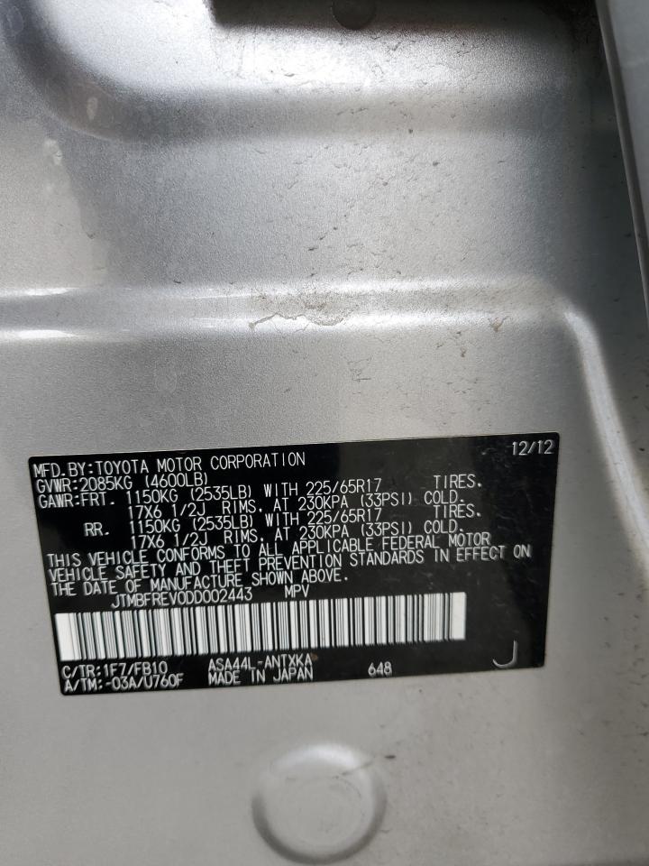 2013 Toyota Rav4 Le VIN: JTMBFREV0DD002443 Lot: 86116945