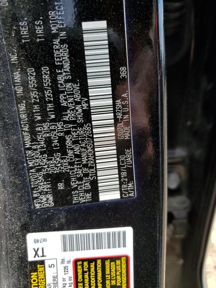 2021 Toyota Highlander Xse VIN: 5TDLZRAH0MS072685 Lot: 84659645